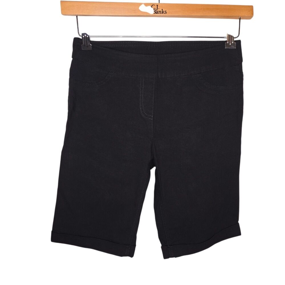 Soft Surroundings Black Super Stretch Pull-On Bermuda Shorts PXS Petite XS